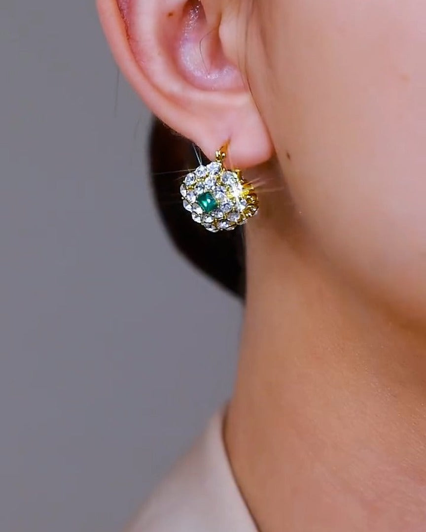 Diamond basket earrings(Gold Plated)