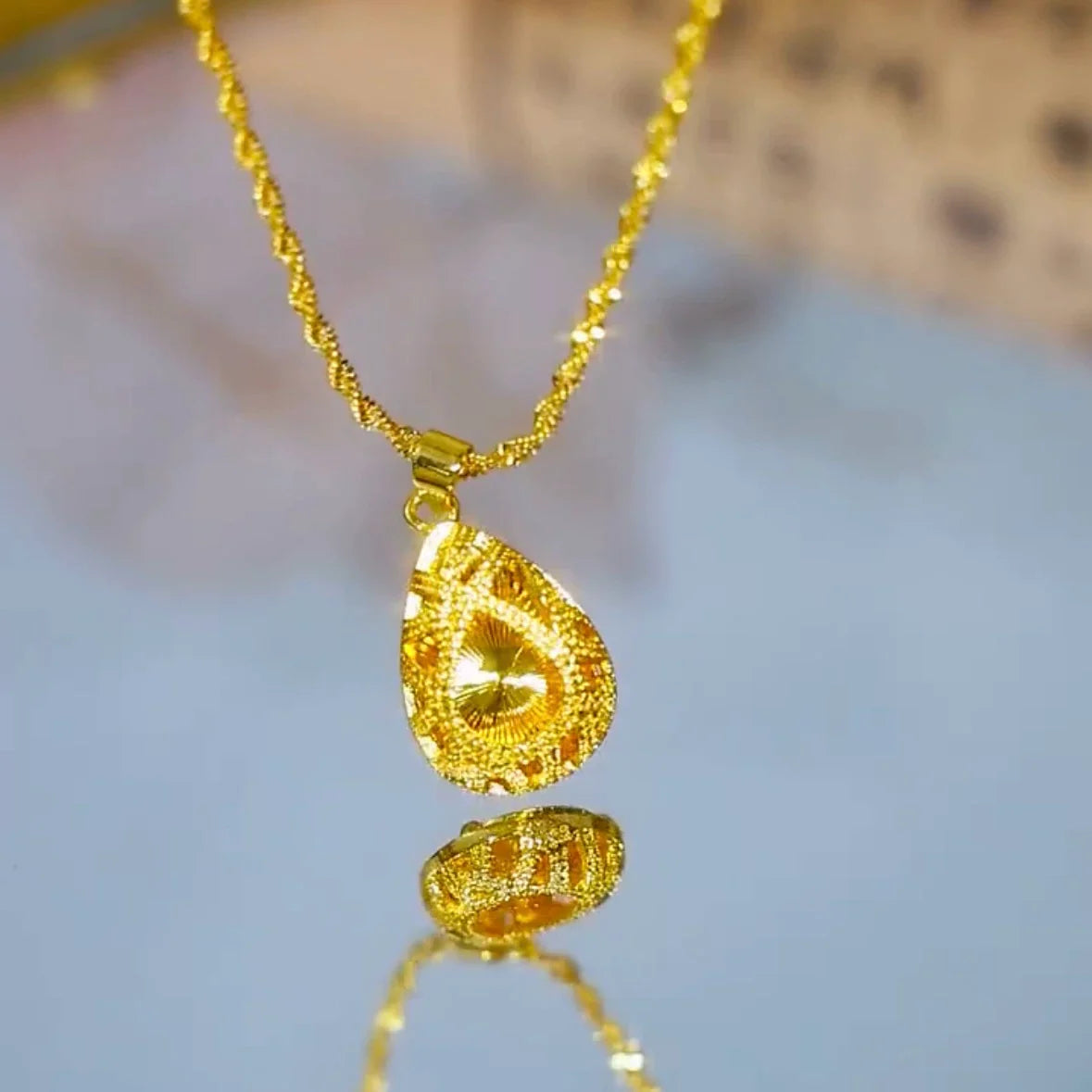 Imperial Gold Drop Necklace(24k gold plated)