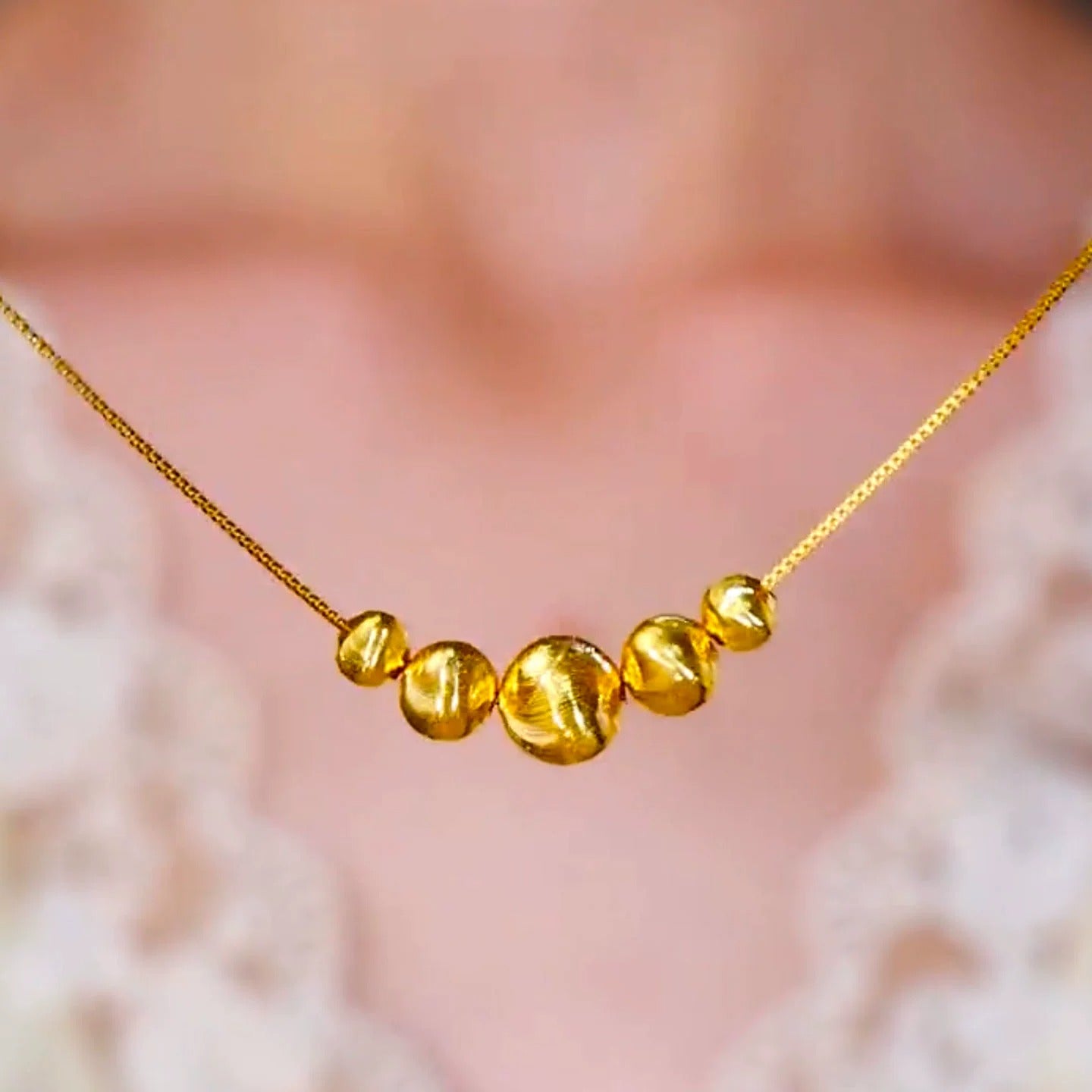 Golden beads necklace(24k gold plated)