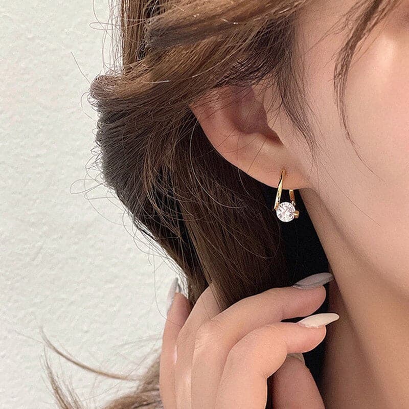 Diamond Zircon Studs S925 Sterling Silver Earrings (18K Gold Plated)