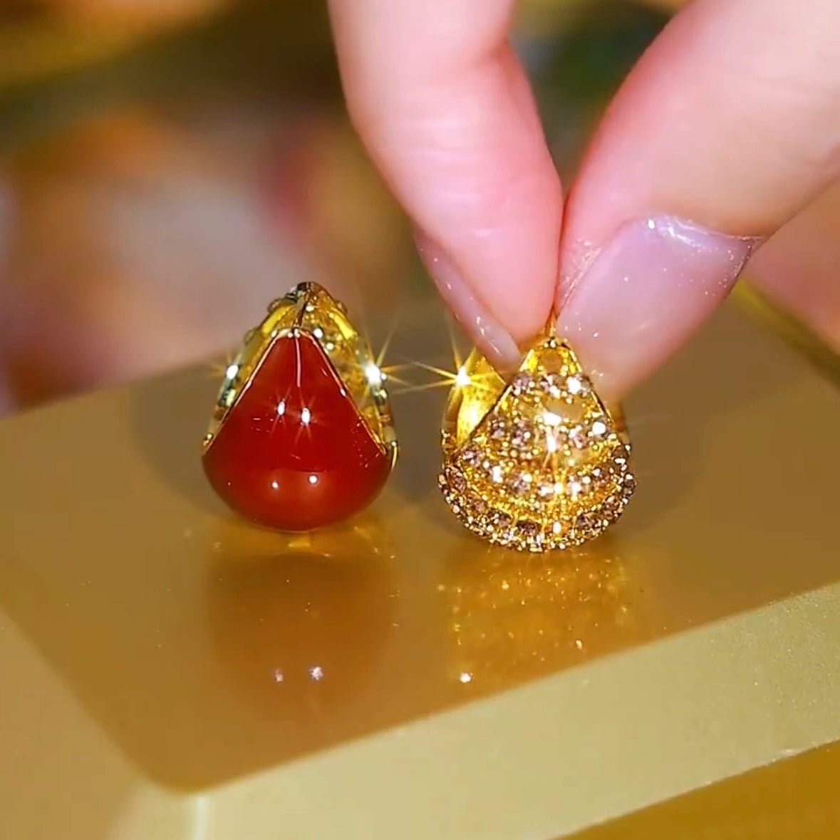 American diamond zircon earrings(24k gold plated)