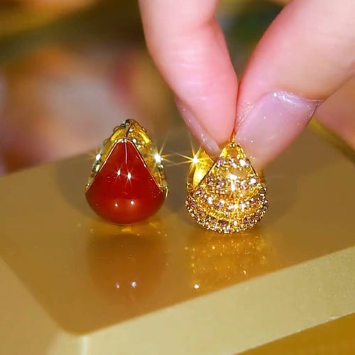 American diamond zircon earrings(24k gold plated)