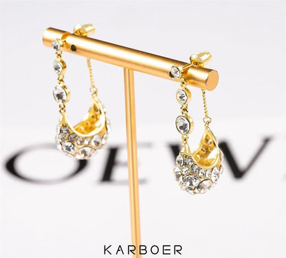 Diamond zircon Cardle earrings(24k gold plated)