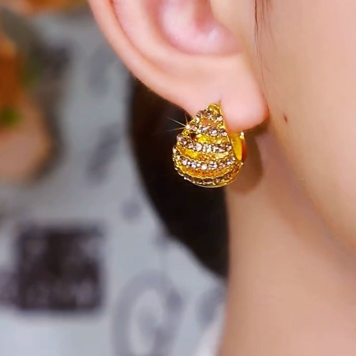 American diamond zircon earrings(24k gold plated)