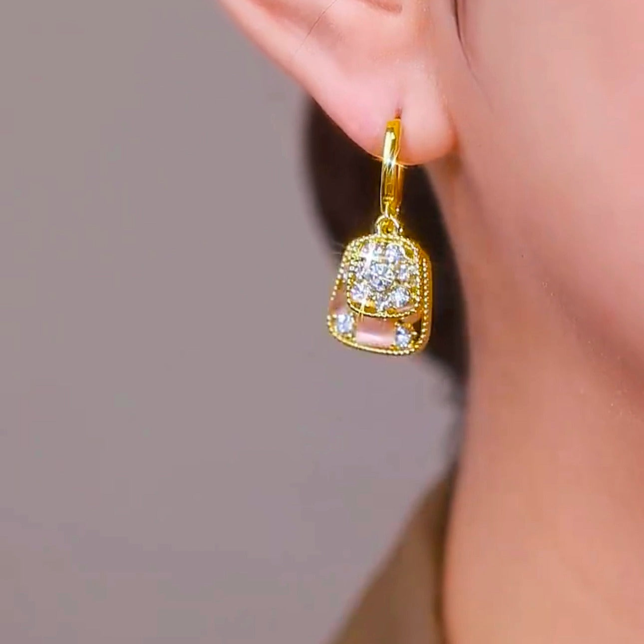 Swiss Diamond zircon earrings(24k Gold Plated)