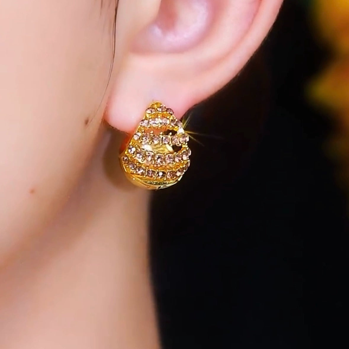 American diamond zircon earrings(24k gold plated)