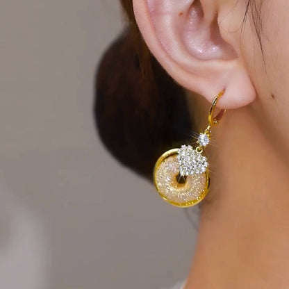 Mesh crystal earrings(24k gold plated)