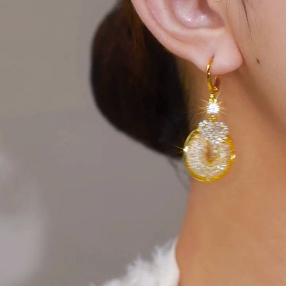 Mesh crystal earrings(24k gold plated)