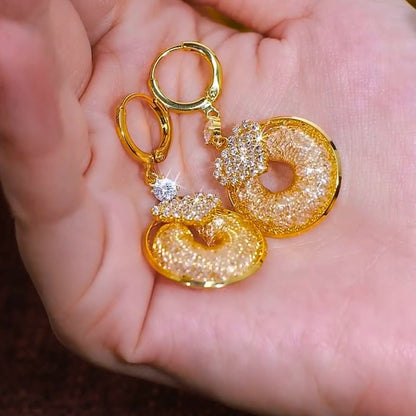 Mesh crystal earrings(24k gold plated)