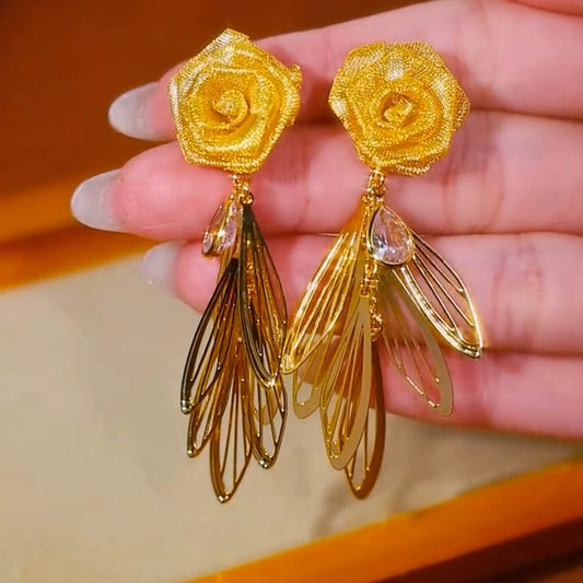 Flower tassel earrings(18k gold plated)