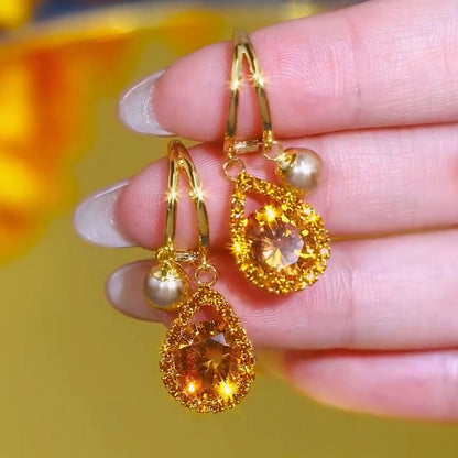 Designer vintage diamond zircon earrings(24k gold plated)
