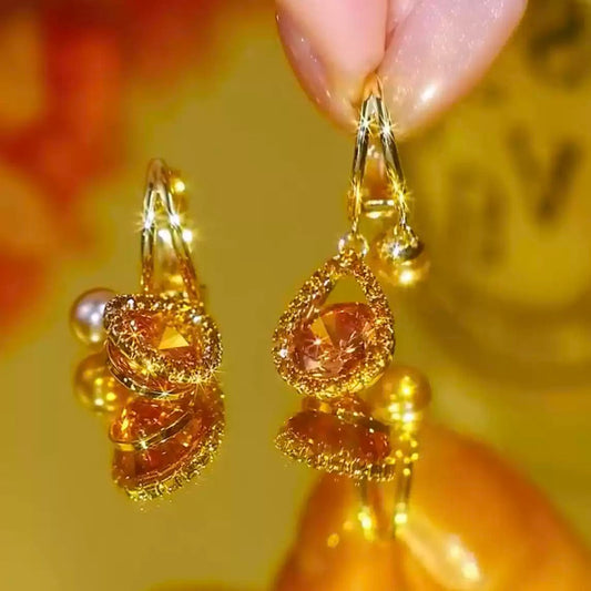 Designer vintage diamond zircon earrings(24k gold plated)