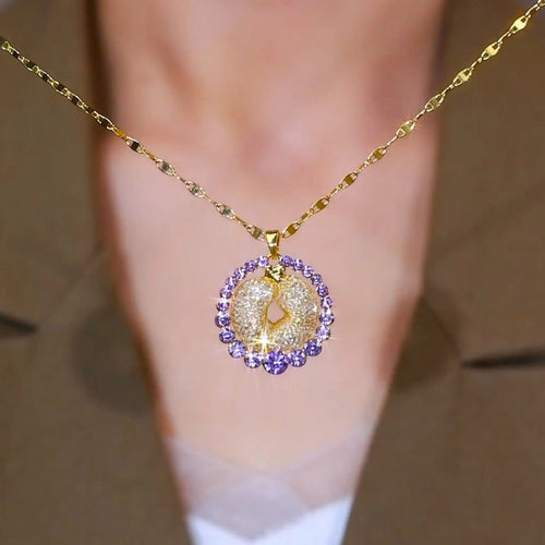 French style diamond necklace(24k gold plated)